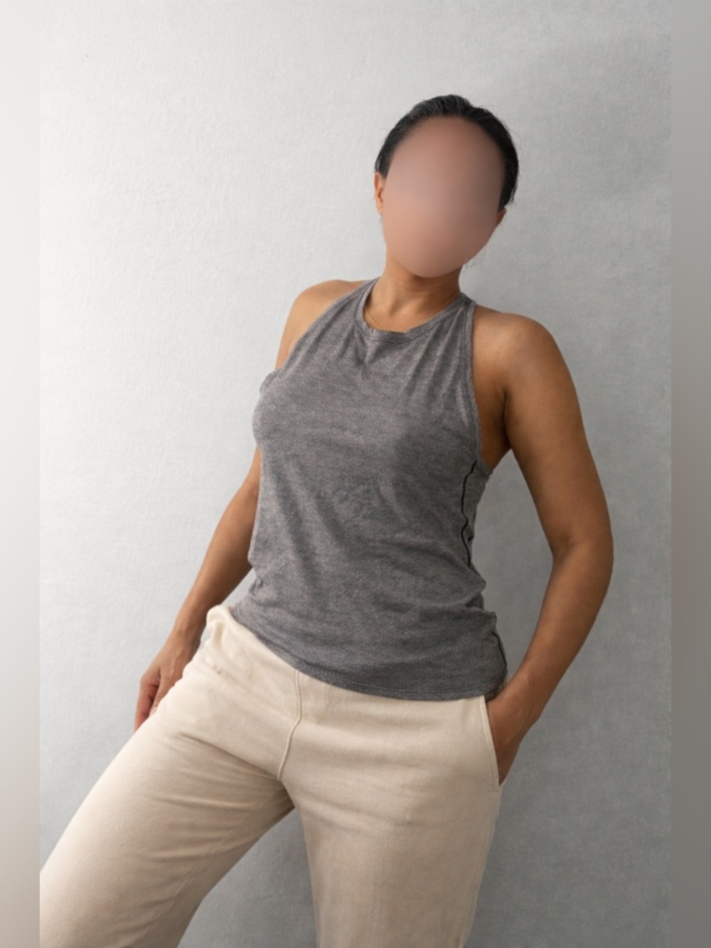Outdoor Voices Heather Gray Athletic Racerback Tank Size M